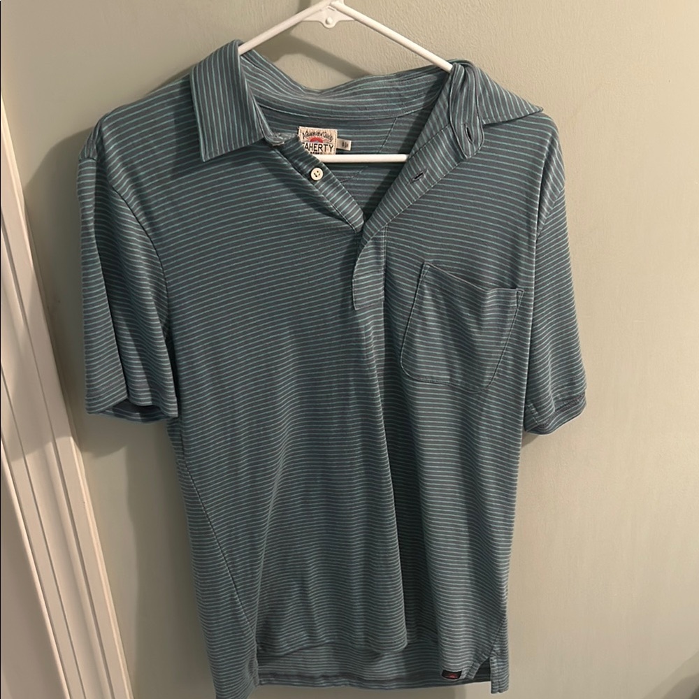Faherty Blue Striped Polo Shirt